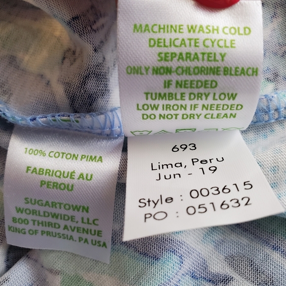 Lilly Pulitzer Carlile Small Blue Iris High Mainten Blouson Sleeve Pima Beach S - Picture 9 of 13